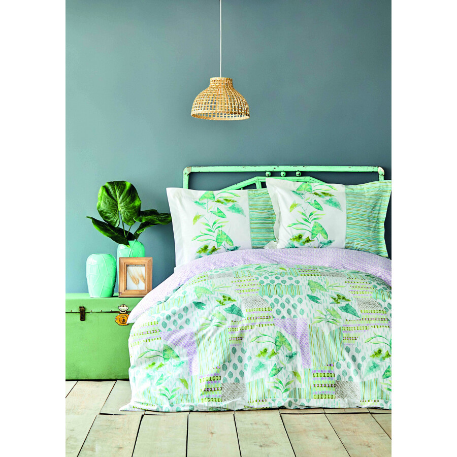 KARACA Home Camelia Green Cotton Double Duvet Cover Set - Cift Kisilik