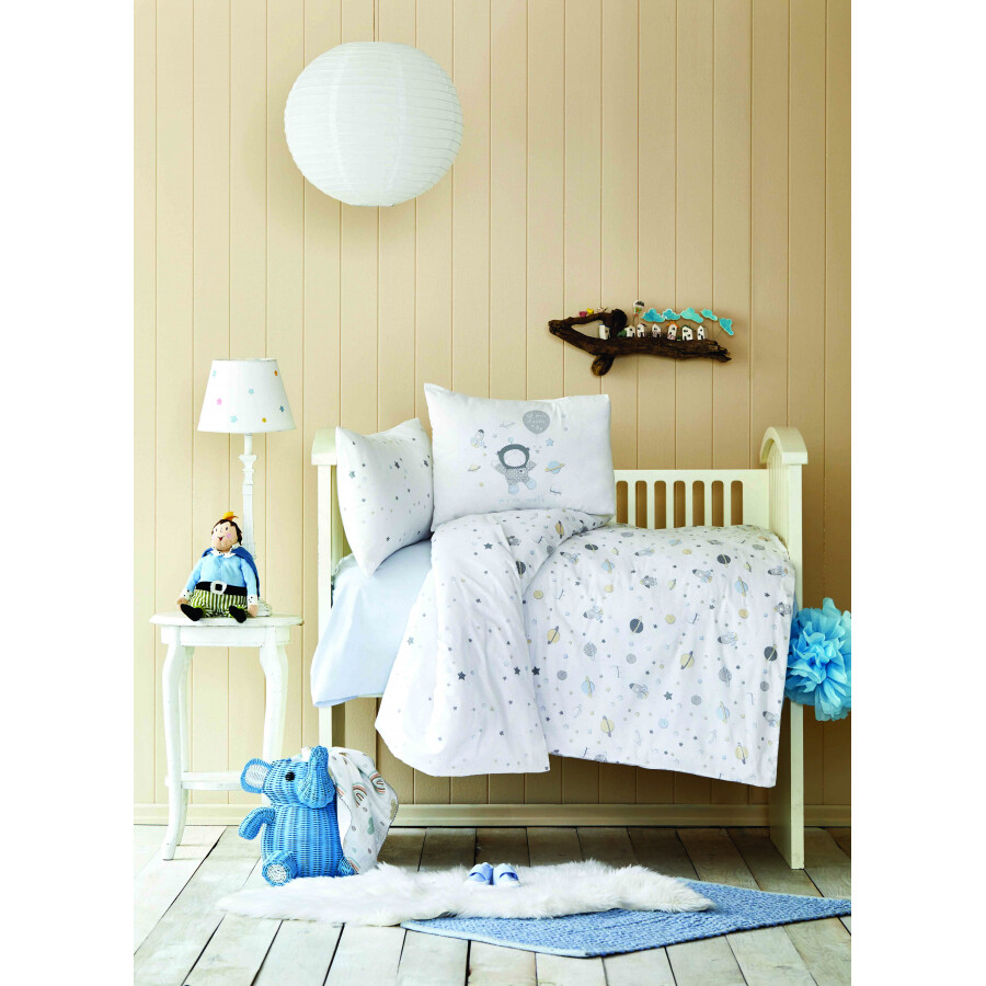 KARACA Home Space Blue Cotton Baby Duvet Cover Set