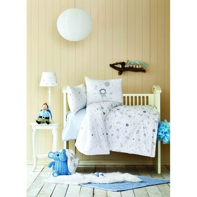 Karaca Home Space Blue Cotton Baby Duvet Cover Set