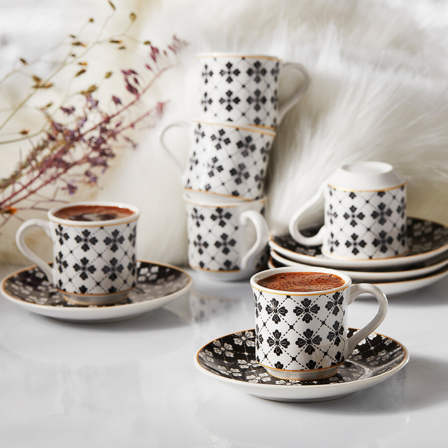 Apricot Eylem 6 Person Turkish Coffee Set