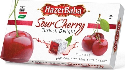 HAZERBABA Sour Cherry Turkish Delight 454g Lokum