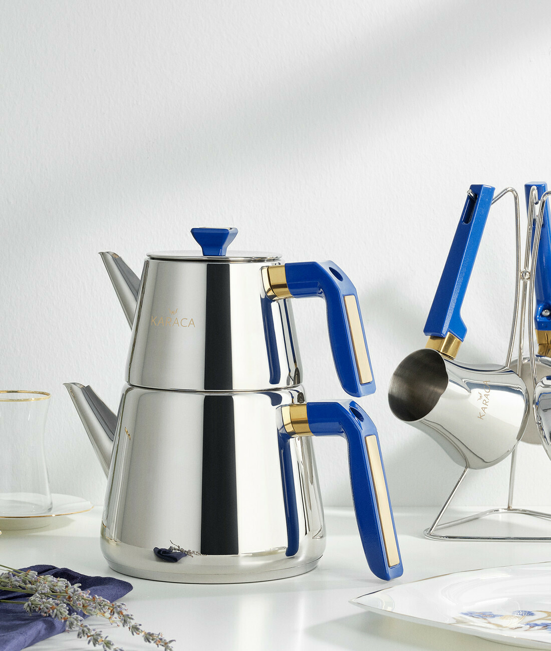 KARACA Piramit Tea Pot - Teapots - Caydanlik Medium Dark Blue Tea Pot -  Teapots - Caydanlik