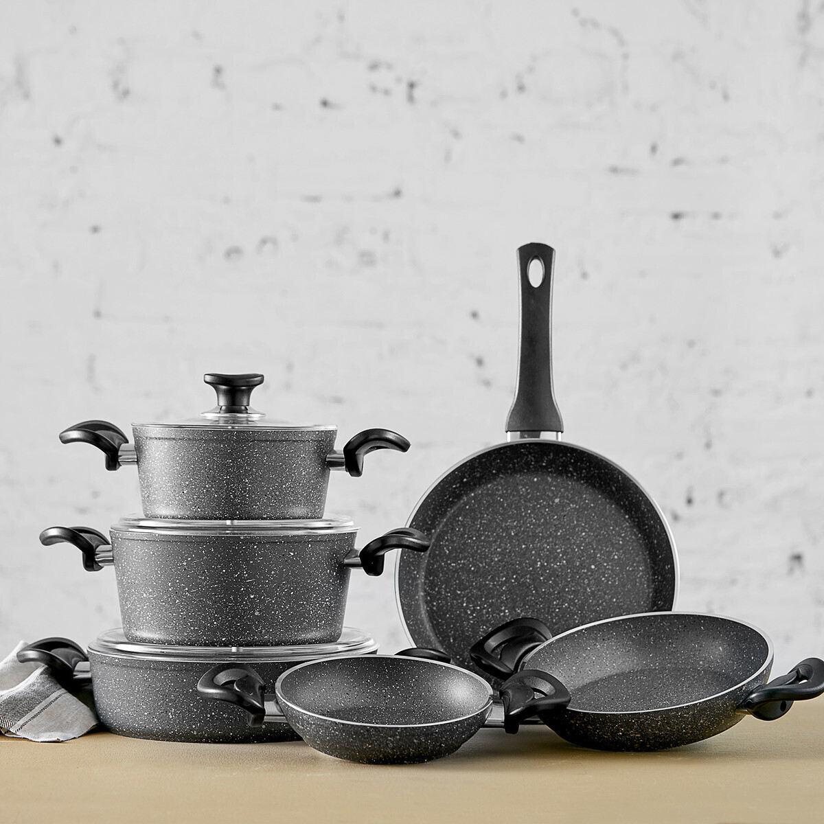 KARACA Bio Granit Premium Pinkgrey Mega 9 Prc Cookware