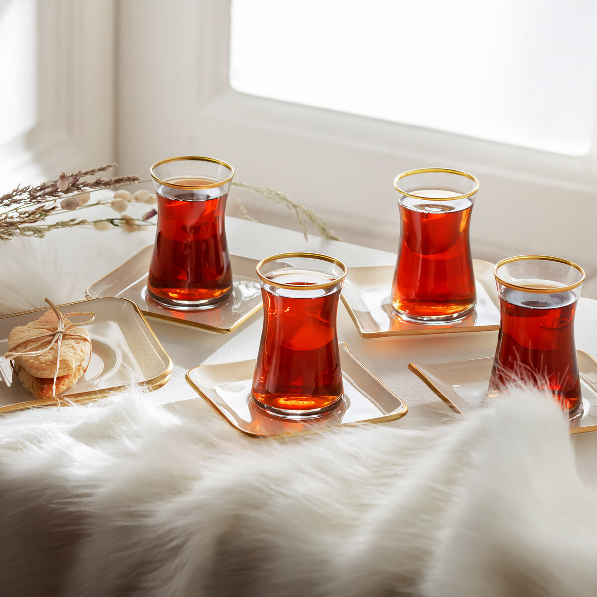 KARACA Damla Cream 12 Pieces Tea Set