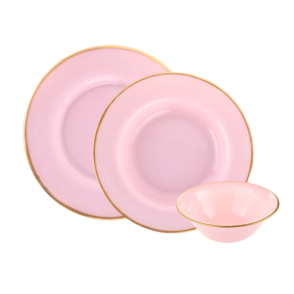 KARACA Retro V2 Pink 18 Pieces Dinner Set