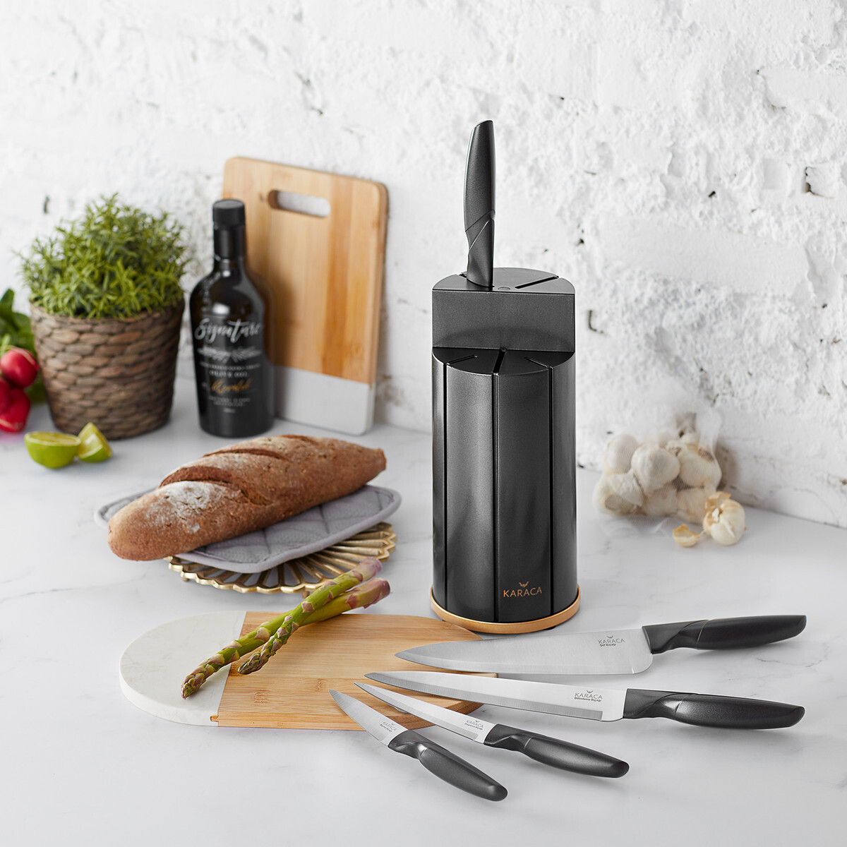 KARACA Retro Antrasit 6 Pieces Knife Set