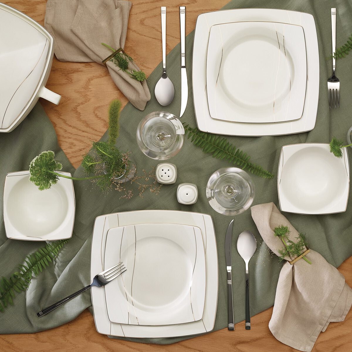 KARACA Luvi Cream 60 Pieces Dinner Set Square
