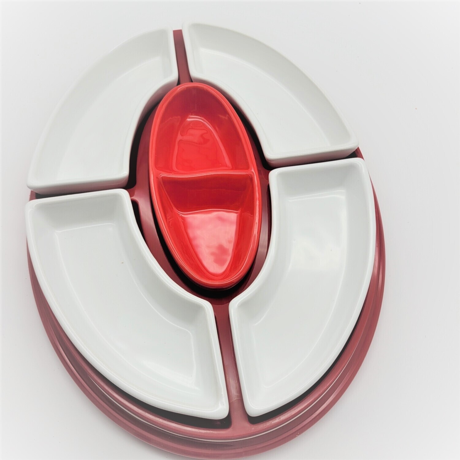Cnt KARACA 5 Pieces Kapakli Kirmizi Red Breakfast Plate