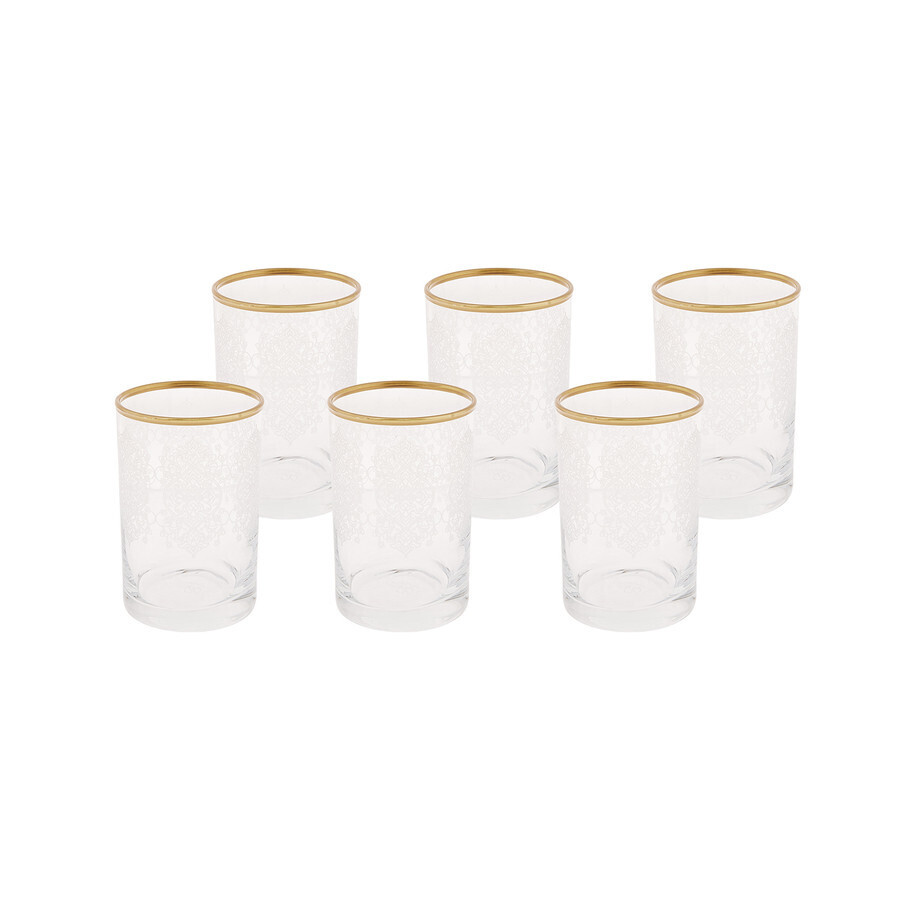 KARACA Nihal 6Li Turkish Coffee Side Glass - Kahve Yani Bardagi Gold