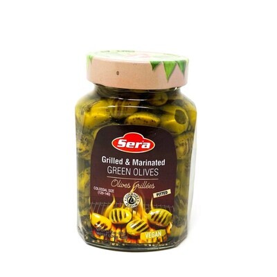 SERA MARINATED AND GRILLED PITTED GREEN OLIVES 750ML