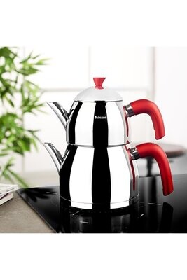 HISAR Burcu Tea Pot - Teapots - Caydanlik Red With Soft Touch Handle