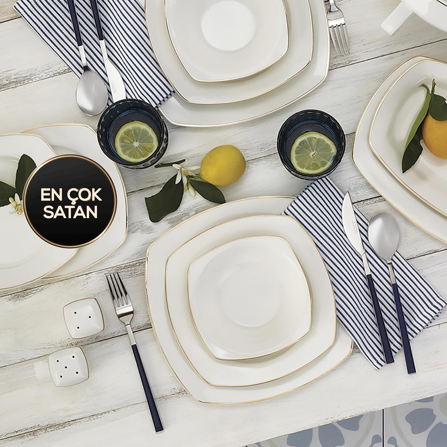 KARACA Lacie Gold 60pcs Dinnerware Square