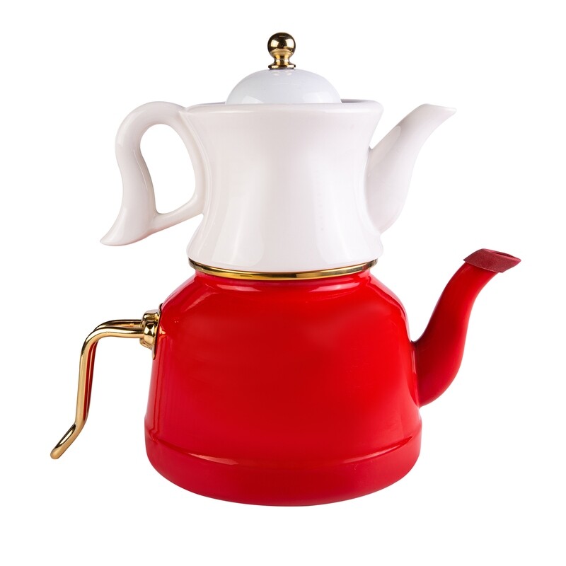 KARACA Retro Emaye Porselen Tea Pot - Teapots - Caydanlik Red