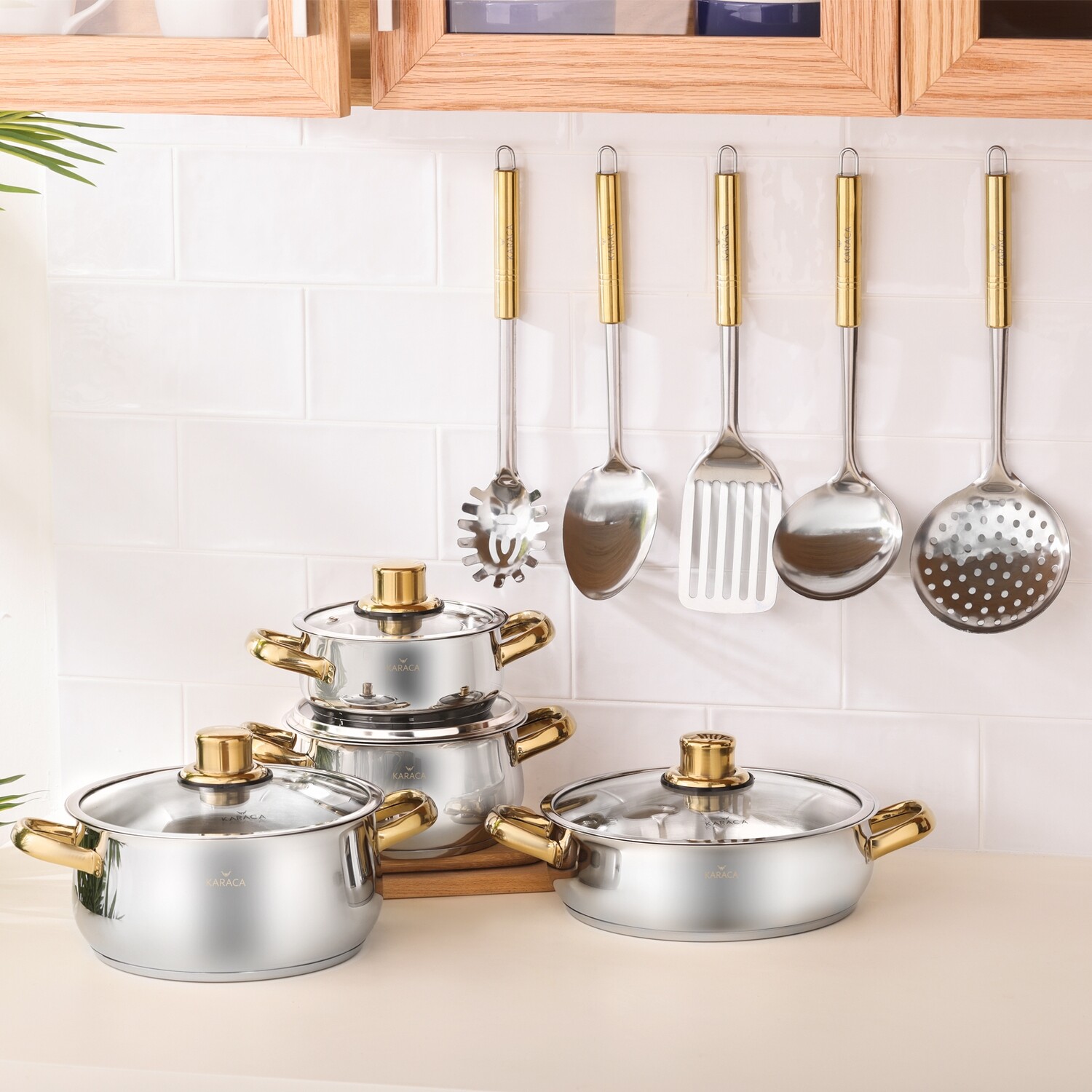 KARACA Rumeli Steel Pot.set 13 Pieces Gold