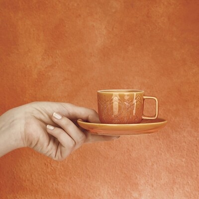 KARACA VITA ORANGE COFFEE CUP FOR 2 PERSONS