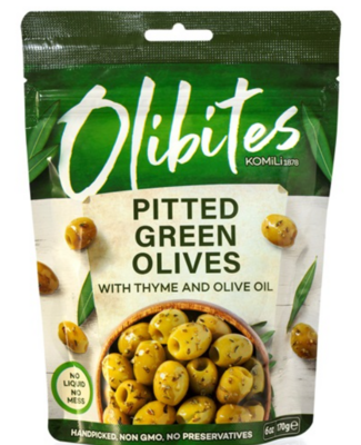 KOMILI PITTED GREEN OLIVES w THYME 170GR