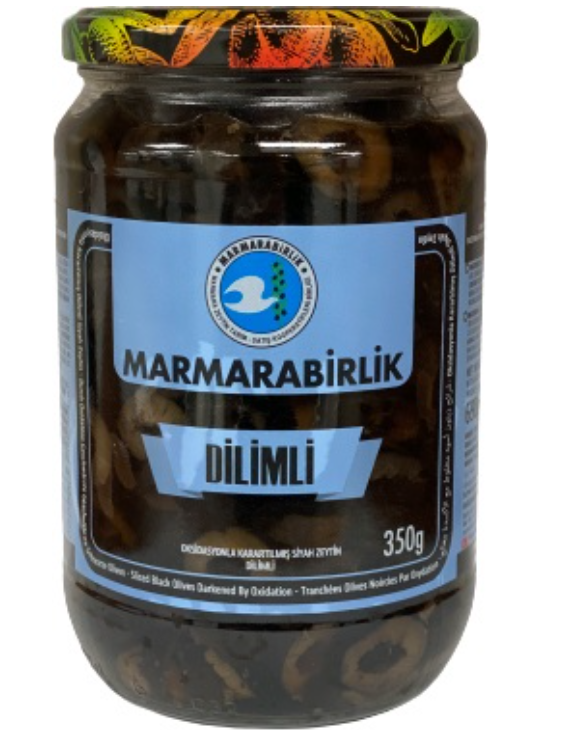 MB Marmara Birlik Black Olives Sliced 350g Glass