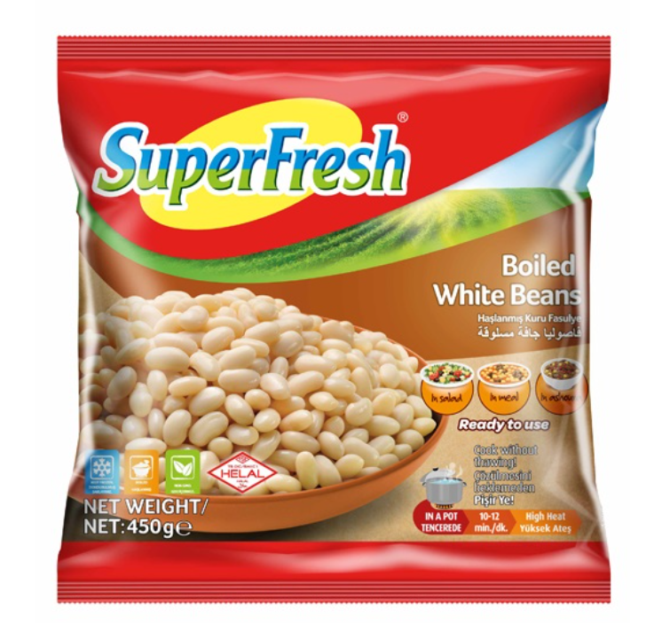 SUPERFRESH BOILED WHITE BEANS 450GR

 (Frozen)