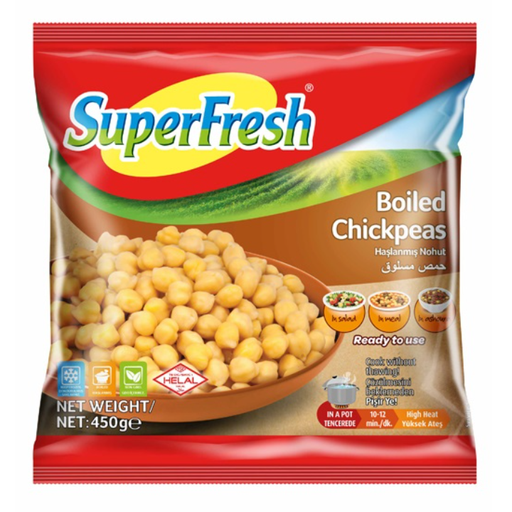 SUPERFRESH Boiled Chickpeas 450g (Frozen)