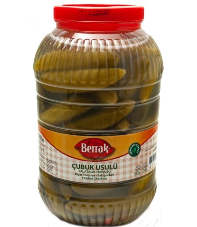 BERRAK Gherkin Pickles (Cubuk Usulu Salatalik Tursu) 5kg Plastic
