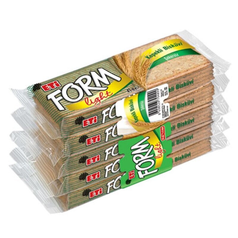 ETI Form Light Kepekli Biskuvi 5&#39;Li 225g - ETI Form Light Whole Wheat Biscuits 5 Pieces 225g