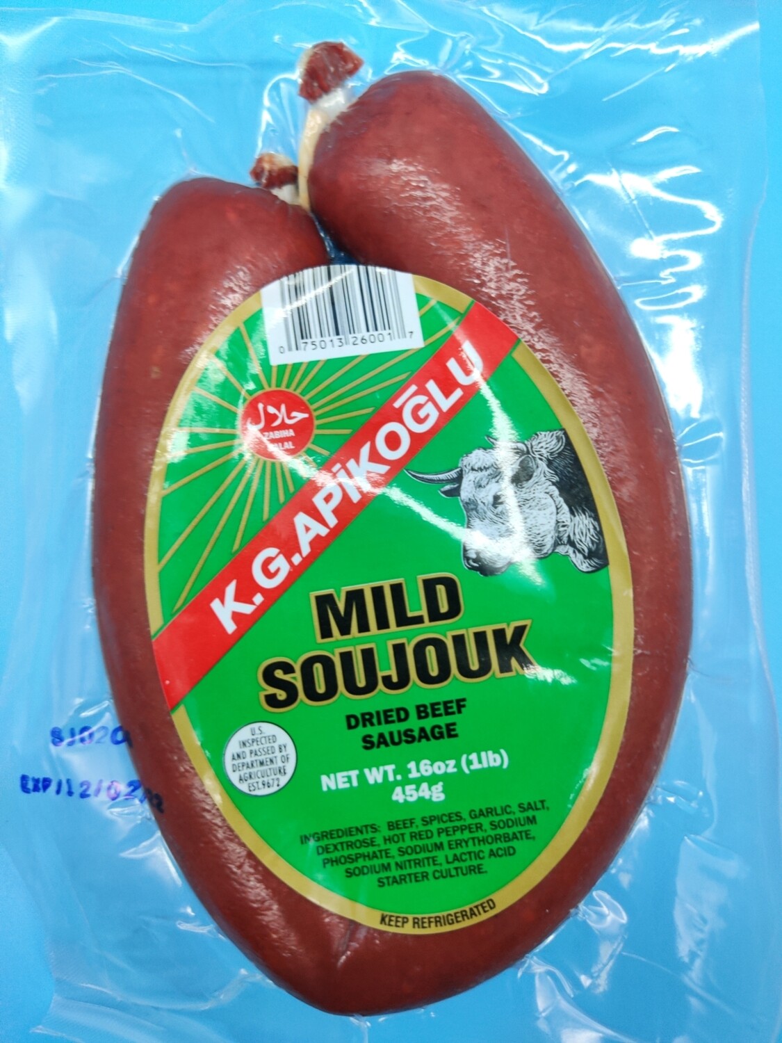 APIKOGLU Mild Halal Sucuk Soujouk 1lb