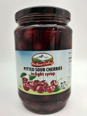 BALKAN VALLEY PITTED SOUR CHERRIES IN LIGHT SYRUP 700GR