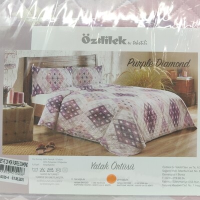 OZDILEK Yatak Ortusu Set - Bed Cover Set Pc Cift Kisilik - Queen Mor Purple Diamond