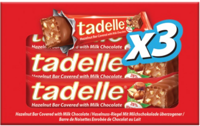 TADELLE Hazelnut Bar Covered with Milk Choc 90g (30g x 3pcs)