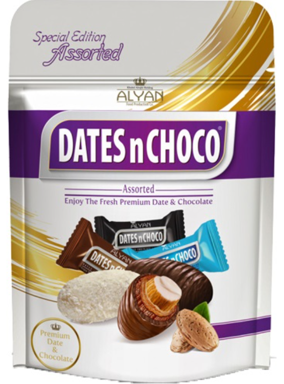 Alyan Dates N Choco Chocolate Coated Assorted Dates W Almond 90Gr