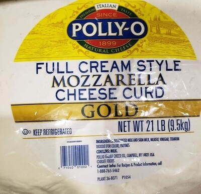 Polly-o Full Cream Style Mozzarella Cheese Curd Gold Net 21Lb (9.5Kg