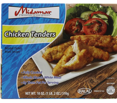 Midamar Halal Chicken Breast Tenders 18oz (510g)