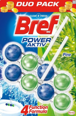 BREF Power Active Pine Scented Toilet Seat 4 Ball Multifunction Formula 50gr x2pcs