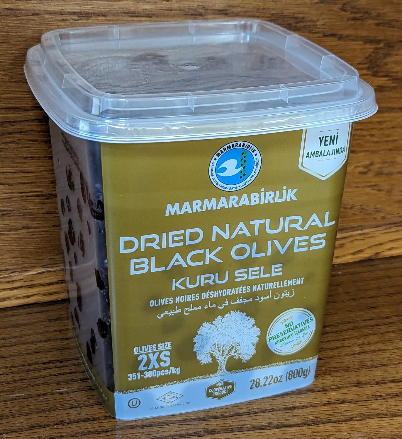 MB Marmara Birlik Gemlik Black Olives Kuru Sele 2XS (Dried Sele) 800g Plastic
