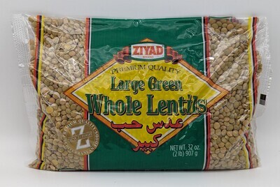 ZIYAD Large Green Whole Lentils - Yesil Mercimek 2lb (907g)