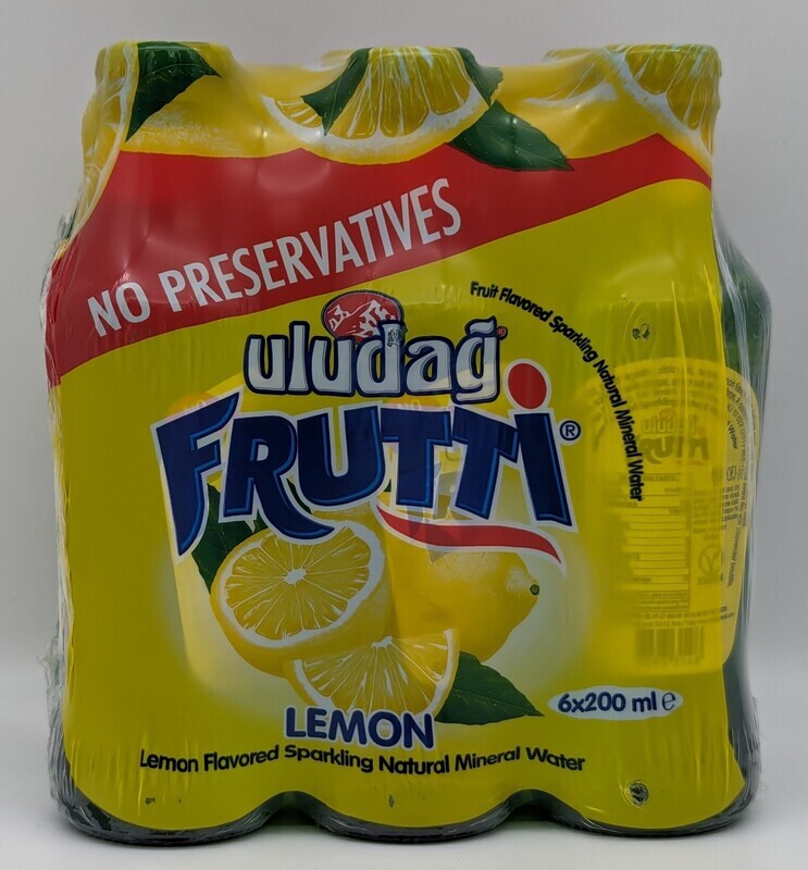 ULUDAG Frutti Mineral Water with Lemon 200mL Glass x 6pcs