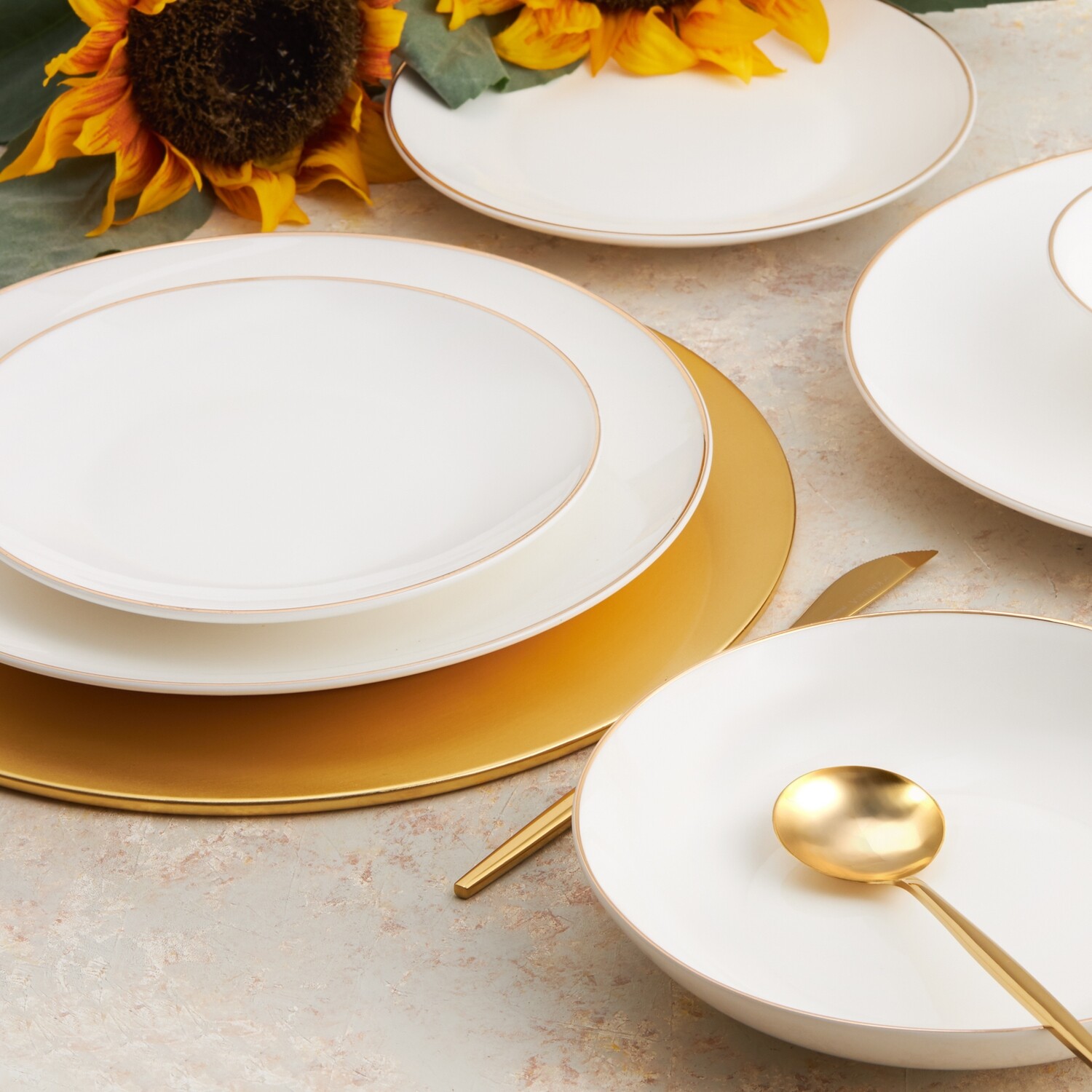 KARACA Alicia 24pcs Gold Yuvarlak Yemek Takimi - Dinnerware Set