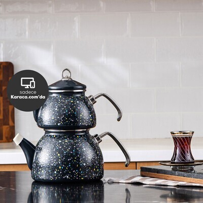KARACA Emaye Terazzo Antrasit Tea Pot - Teapots - Caydanlik