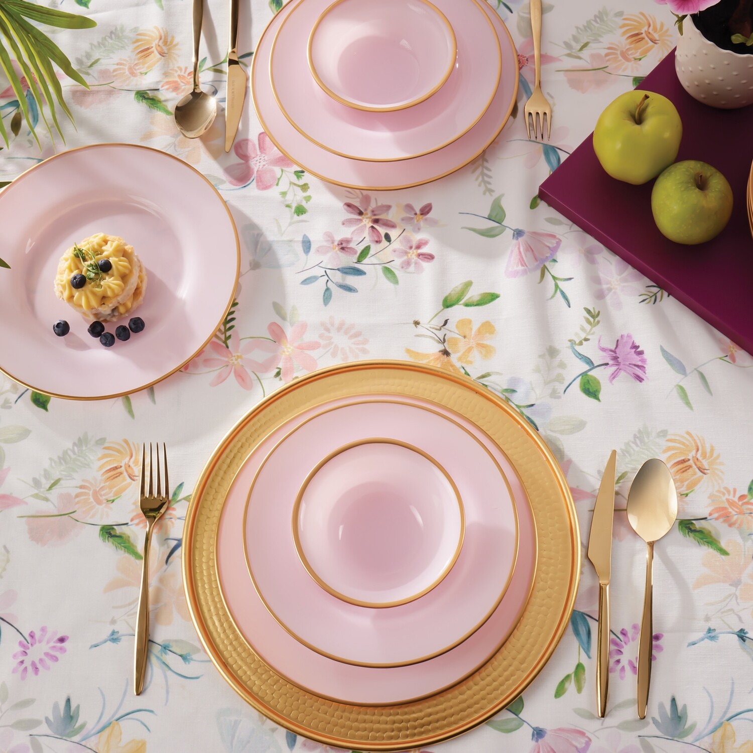 KARACA Retro V3 Pink 18pcs Dinnerware Set