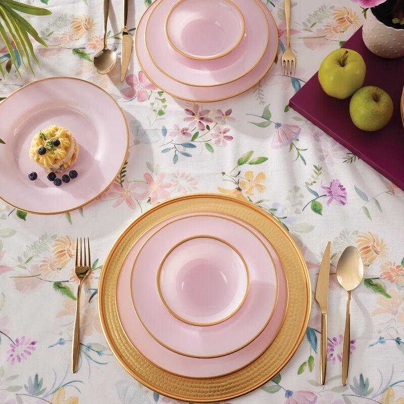 KARACA Retro V3 Pink 18pcs Dinnerware Set