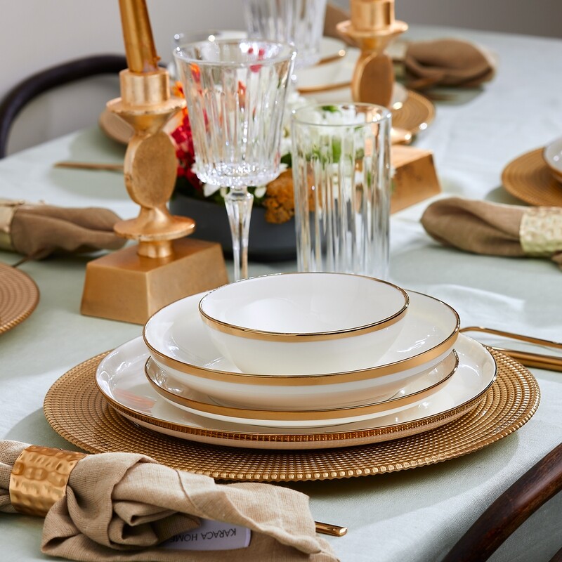 KARACA Streamline Eclipse Gold 57pcs Dinnerware Rnd