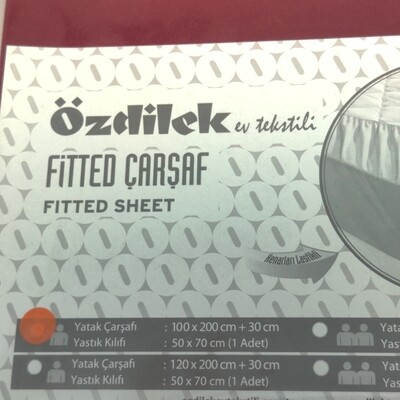 OZDILEK Carsaf Fitted Yastikli - With Pillows Ranforce 100*200 Bordo Trendy