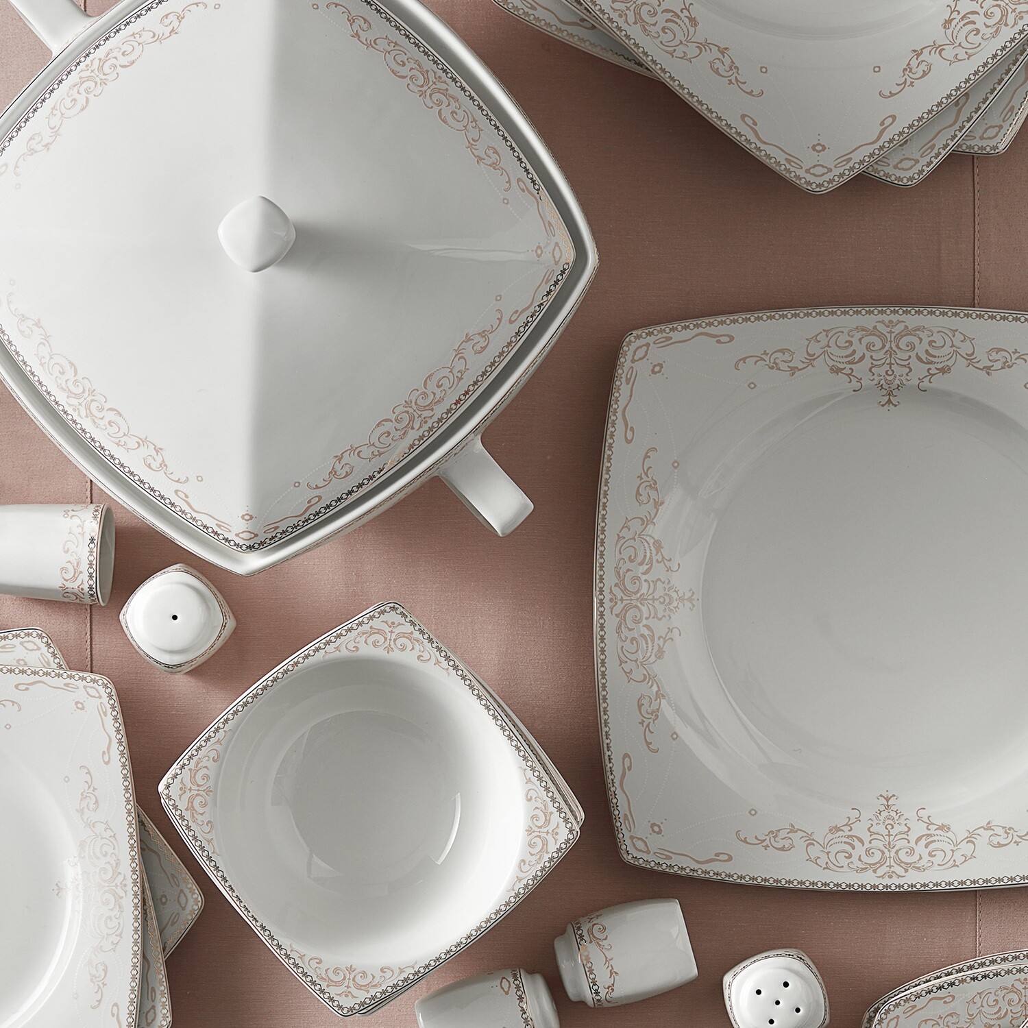 Open Box- KARACA Adelya Cream 60pcs Dinnerware Set Sq