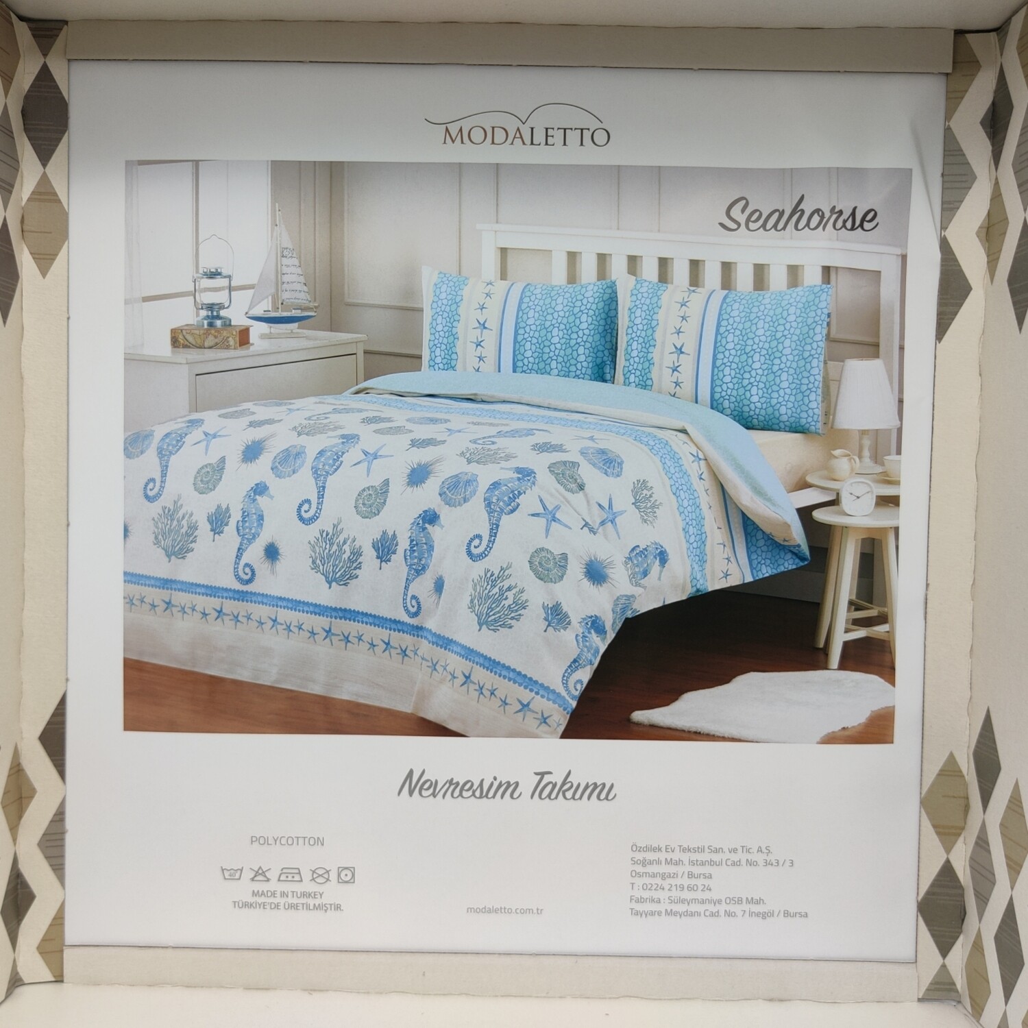 OZDILEK Nevresim Takimi - Linen Set .M.fashion Pc Tek Kisilik - Twin Mavi Sea Horse