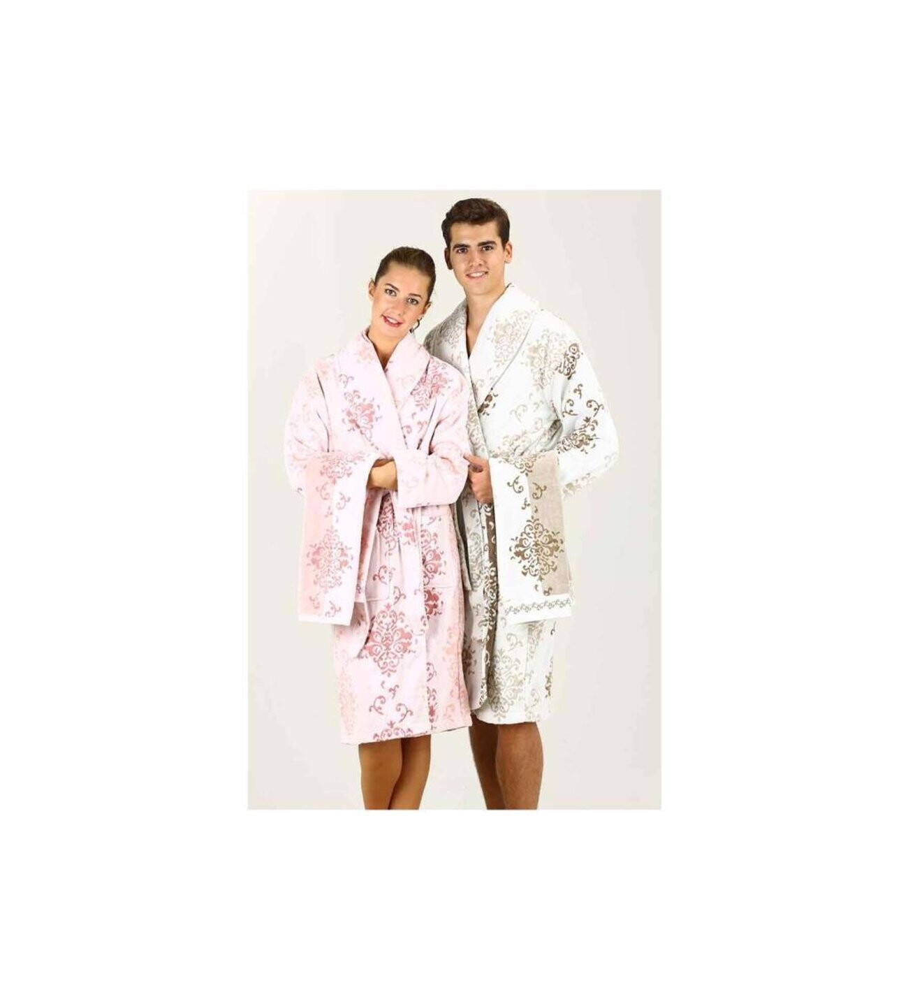 OZDILEK Emily Pudra-kahve Aile Seti Bornoz - Bathrobe Family Set