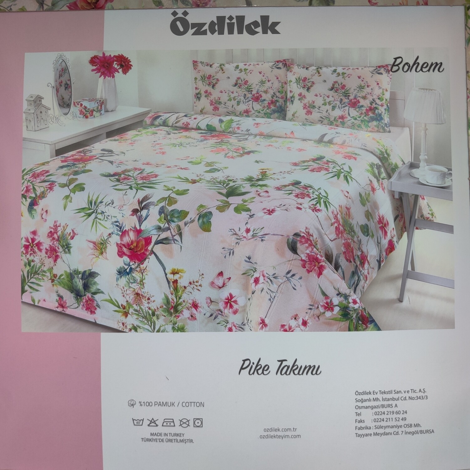 OZDILEK Pike Tk. Ranforce Tek Kisilik - Twin Pembe Bohem (N)