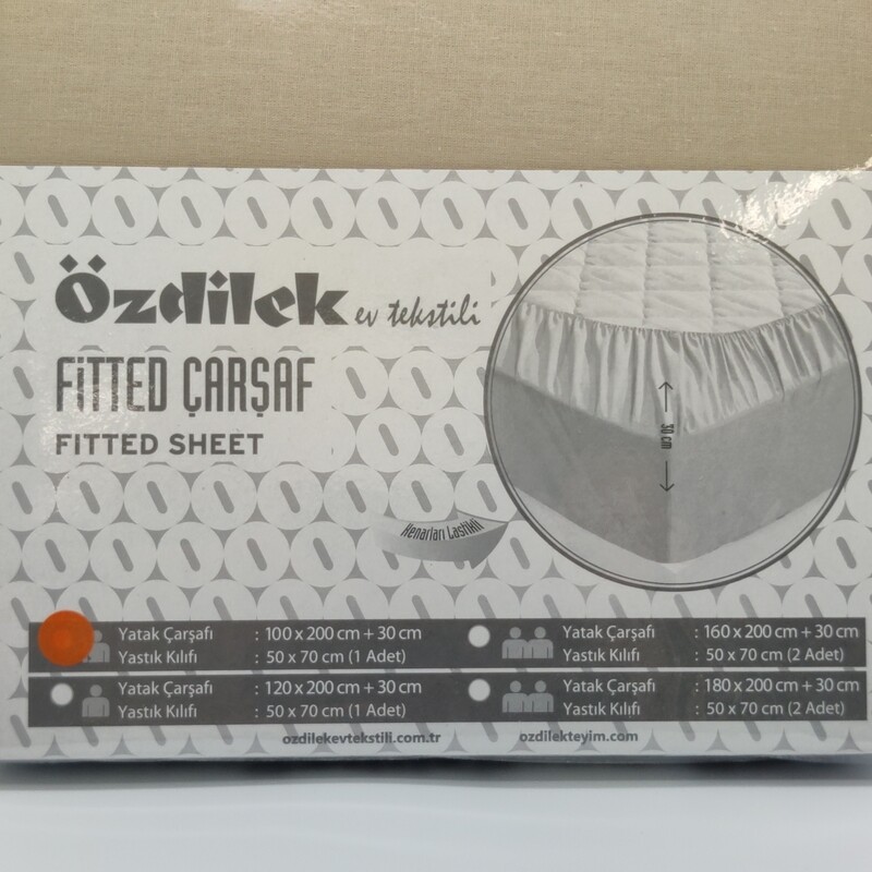 OZDILEK Carsaf Fitted Yastikli - With Pillows Ranforce 100*200 Bej Trendy
