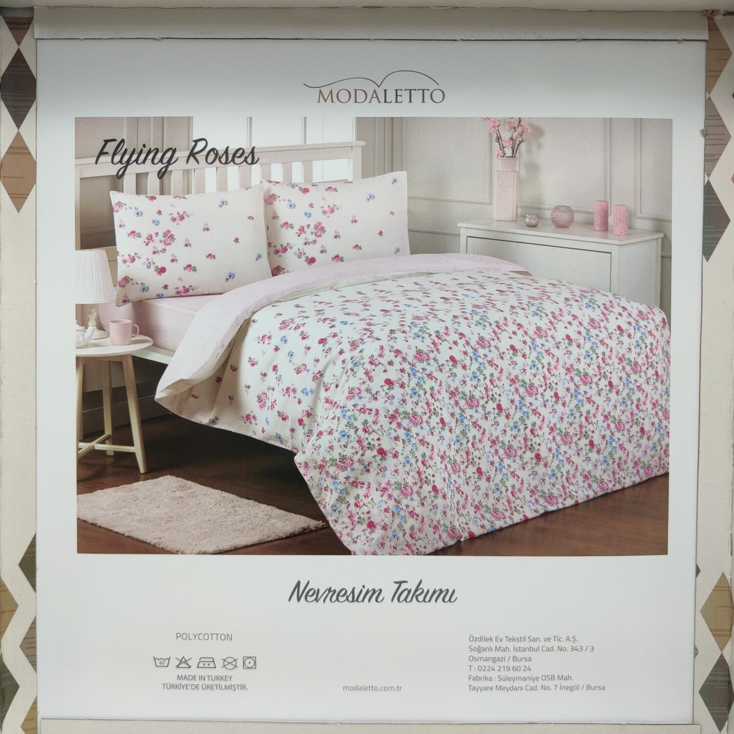 OZDILEK Nevresim Takimi - Linen Set M.fashion Pc Tek Kisilik - Twin Pembe Pink Flying Roses