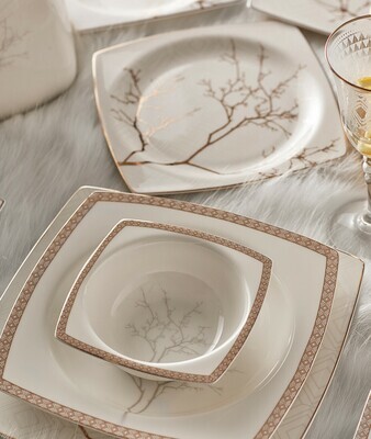 KARACA Fine Bone Grand Gold 60 Pieces Dinnerware Square