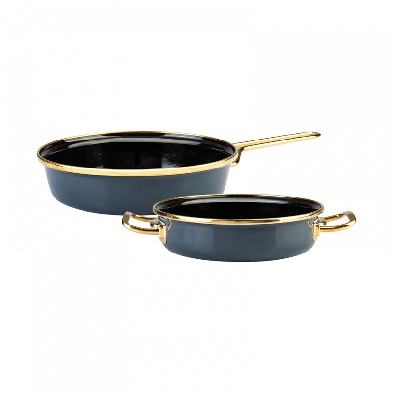 KARACA Retro Enamel Anthracite Frying Pan Set